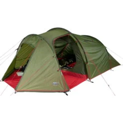 HIGH PEAK Goshawk 4 - Vier-Personen-Tunnel-Zelt -Camping-ausrüstung Verkaufsgeschäft high peak goshawk 4 vier personen tunnel zelt pesto red hip 10307 11