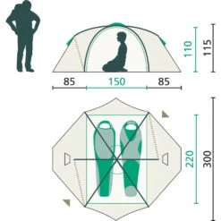 Jack Wolfskin Real Dome Lite II - 2-Personen-Zelt -Camping-ausrüstung Verkaufsgeschäft jack wolfskin real dome lite ii 2 personen zelt jw 3008031 5155 os 6
