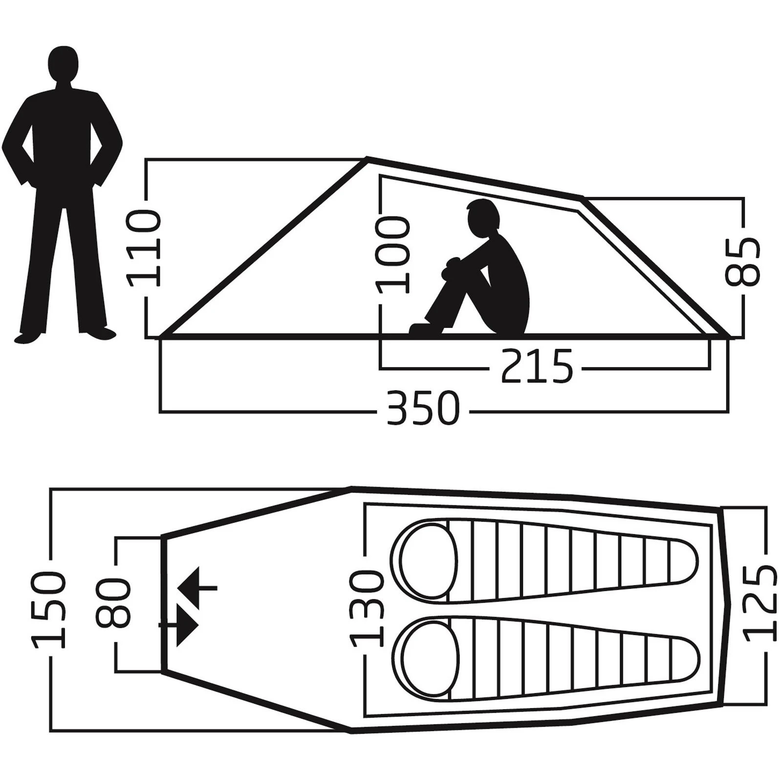 Nordisk Halland 2 PU - 2-Personen-Tunnelzelt 2 Nordisk Halland 2 PU - 2-Personen-Tunnelzelt – Bild 2