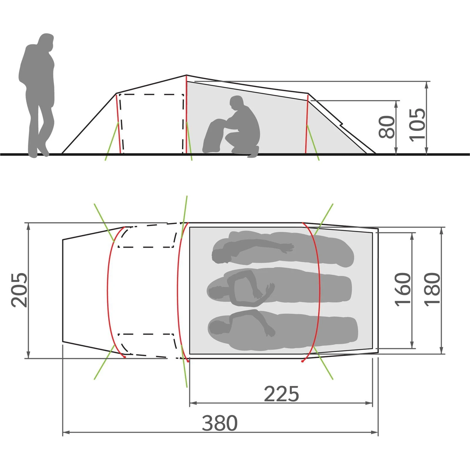 VAUDE Arco XT 3P - Drei-Personen-Tunnelzelt 3 VAUDE Arco XT 3P - Drei-Personen-Tunnelzelt – Bild 3