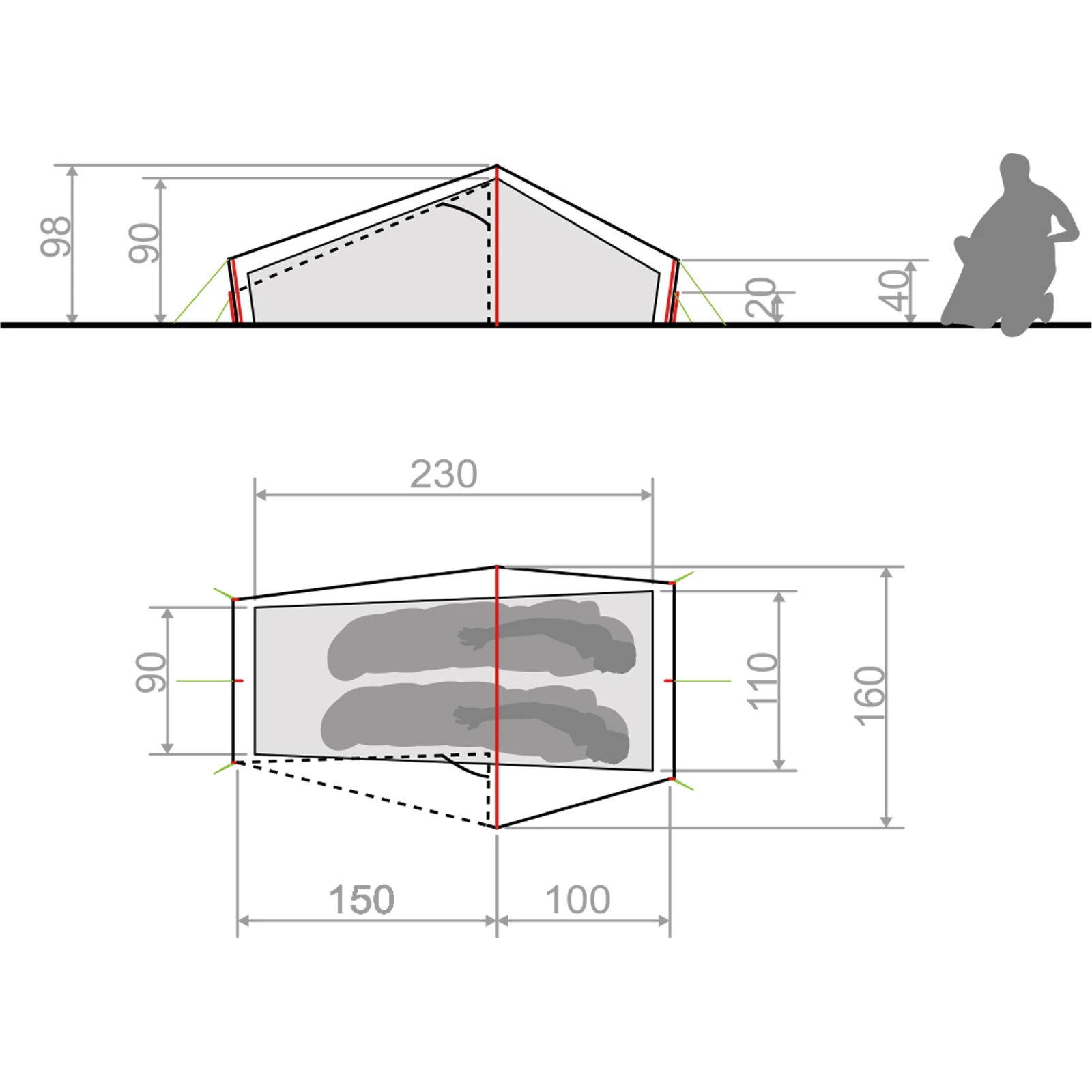 VAUDE Lizard Seamless 1-2P - Zelt 4 VAUDE Lizard Seamless 1-2P - Zelt – Bild 4